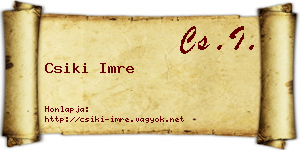 Csiki Imre névjegykártya